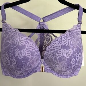 AUDEN Bra 38D Lavender Push Up Demi Coverage Racerback